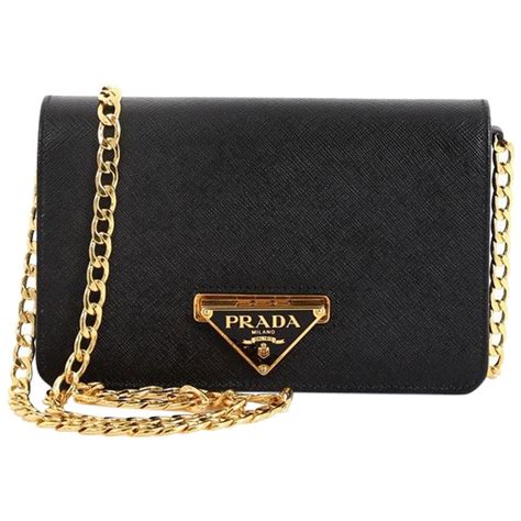 prada saffiano leather flap wallet on chain|Prada saffiano wallet price.